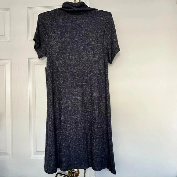Bobeau Cowl Neck Midi Dress Size Medium Navy Blue With Built-In Face Cover Cozy - Picture 2 of 11